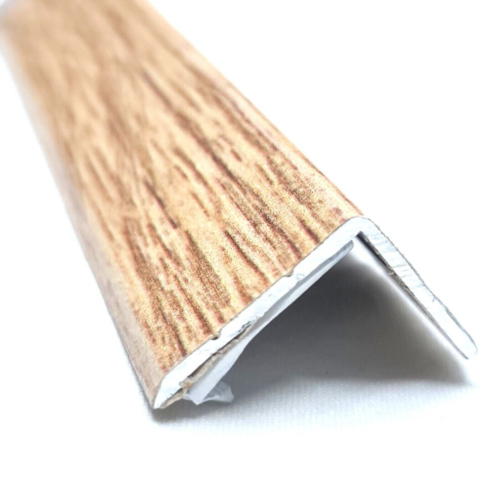 Oak Effect Self-Adhesive Aluminium Corner Floor Threshold 900Mm - Trim Strip 25X20mm For Laminate, Wood & Vinyl Flooring 5060661604219