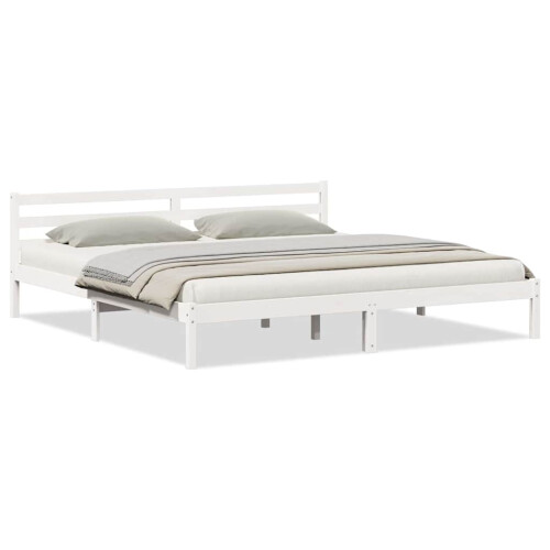 VidaXL vidaXL Bed Frame White 225.5 x 185.5 x 69.5 cm Solid Pine Wood 2
