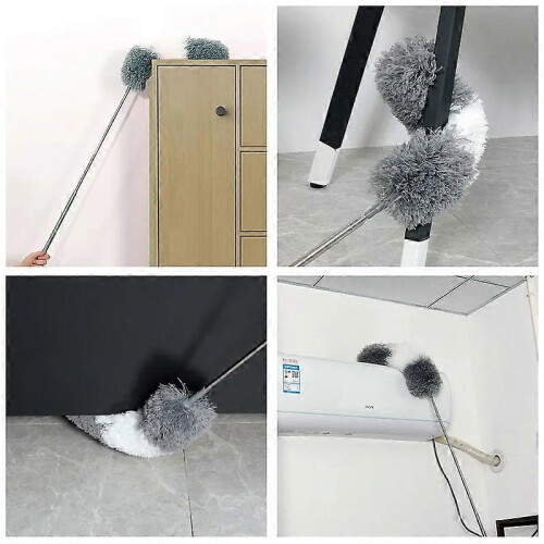 Retractable microfiber feather duster, extendable to 254 cm, anti-scratch cover, stainless steel handle 1
