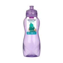 Sistema Wave Twist 'n' Sip Squeeze Sports Water Bottle (600ml, Pruple) - Leakproof, BPA-Free & Recyclable