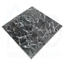 Tiletastic Dark Marble Effect Adhesive Vinyl Floor Tiles 30.5cm x 30.5cm x 0.9cm - 40 Tiles (40 sqft), Easy Peel & Stick
