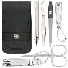 3 Swords Duitsland - kwaliteits 6-delige manicure pedicure verzorgingsset met leren etui - Made in Duitsland