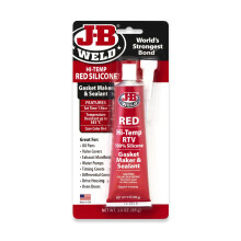 J-B Weld Red Hi-Temp RTV 100% Silicone Gasket Maker & Sealant (3 Pack) - 85g Tubes 1Hr Set, Heat Resistant Up to 343 C With Nozzle