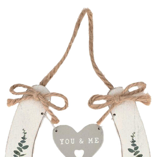 Just Married' Wedding Horseshoe White with Hanging Heart 2