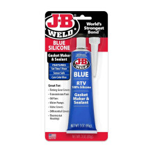 J-B Weld Blue RTV 100% Silicone Gasket Maker & Sealant (2 Pack) - 85g (3oz) Tubes, 1-Hour Set Time, Sensor Safe, With Nozzle