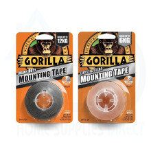 Gorilla Black & Clear Mounting Tape Set 25mm x 1.5M - Strong Double-Sided Heavy Duty Adhesive