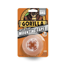 Gorilla Crystal Clear Mounting Tape (25mm x 1.5m) - 2 Pack - Heavy-Duty Double-Sided Adhesive for Secure Mounting