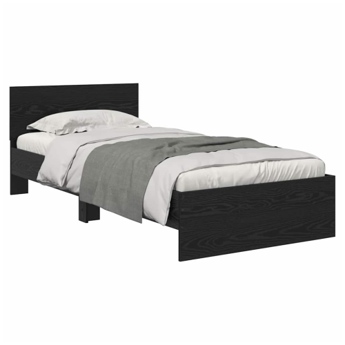 VidaXL vidaXL Bed Frame with Headboard Black Oak 100 x 200 cm Engineered Wood 2