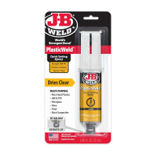 J-B Weld Clear Yellow PlasticWeld Quick-Setting Epoxy (2 Pack) - 25ml Syringes, 5-Minute Set Time, Strong Plastic Bond