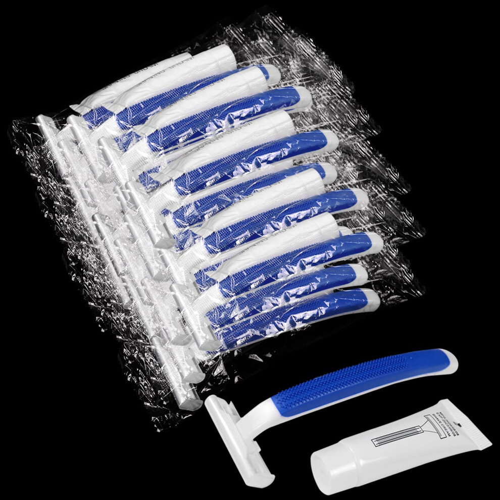 Fafortune Cream Disposable Razors In Bulk,Razors Individually Wrapped Bulk,Twin Blade Razors With Clear Safety Cap And Shaving Razors For Homeless, Hotel,Air B