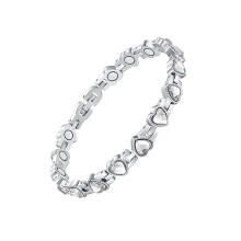 (Silver colored white diamonds) New Heart Shaped Gaussian Magnet Bracelet Adjustable Diamond Magnetics Bracelet