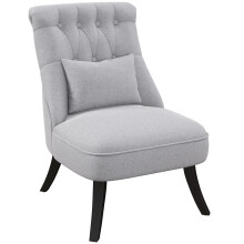 Fabric Single Sofa Dining Chair Tub Chair Upholstered W/ Pillow Solid Wood Leg Home Living Room Furniture Grey