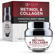 Clear Beauty Retinol & Kollagen Nachtgesicht Feuchtigkeitscreme - Dermatologisch getestet, befeuchtet, reduziert Falten