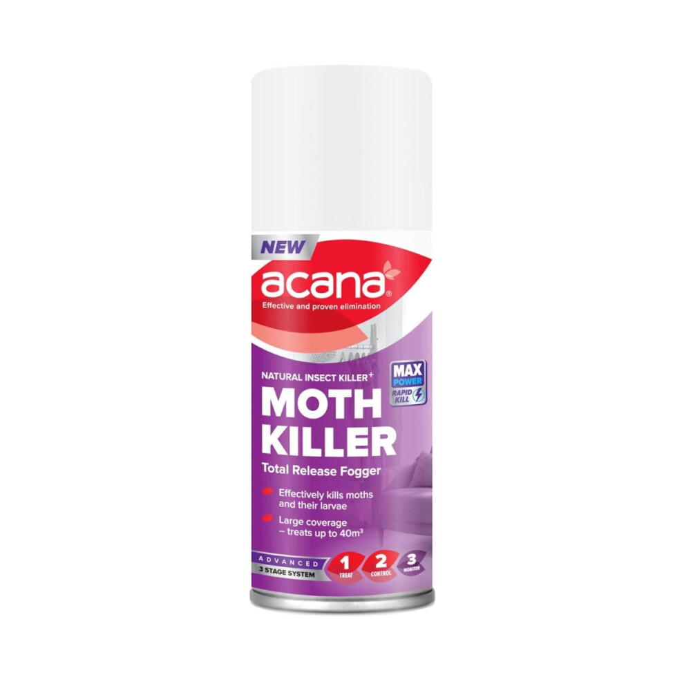 Acana Total Release Moth Killer Fogger 150Ml - Natural Insect Killer Spray, Kills Moths, Larvae, Fleas & Bed Bugs