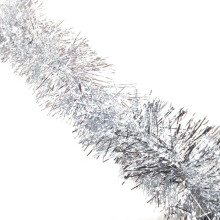 Fine Silver Tinsel Garland - 2M (6.5ft), Festive Christmas & Party Decoration, Mantel & Home Decor