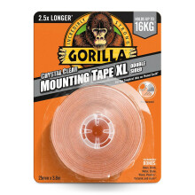Gorilla Crystal Clear Mounting Tape (25mm x 3.8m) - 5 Pack - Heavy-Duty Double-Sided Adhesive Tape