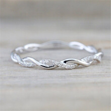 (Silver No.7) Diamond-Encrusted Twist Ring - Elegant & Simple Fashion Accessory for Ladies