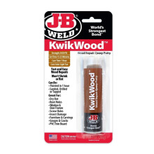 J-B Weld KwikWood Repair Putty (3 Pack) - 28g (1oz) Tube, 15-25 Minute Set Time, 2450 PSI Strength, Fast Wood Repairs
