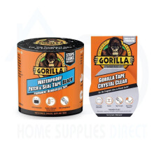 Gorilla Waterproof Patch & Seal Tape 100mm x 3M Black + Crystal Clear Tape 48mm x 8.2M - Heavy Duty Waterproof Repair Kit