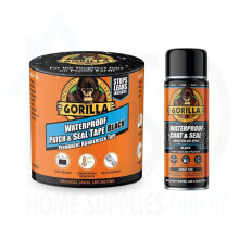 Gorilla Patch & Seal Tape 100mm x 3M Black + Waterproof Coat & Seal Spray 450ml - Complete Waterproof Repair Kit