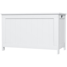 White Wooden Storage Chest, 76脳40脳48cm Toy Trunk with Safety Hinges and Cut-Out Handles for Entryway & Living Room