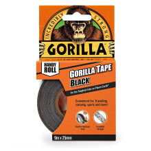 Gorilla Tape Handy Roll Black (25mm x 9.14m) - 6 Pack - Extra Strong & Weatherproof