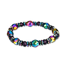 Multicolored Handwoven Magnetic Hematite Stretch Bracelet