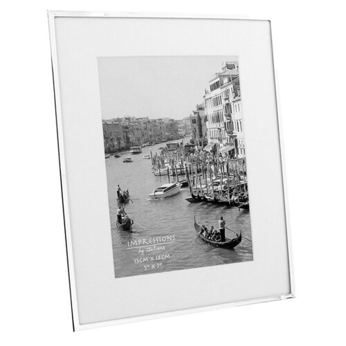 Impressions narrow silver plated 4" x 6" photo frame with white mount boarder 1