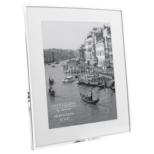 Impressions narrow silver plated 4" x 6" photo frame with white mount boarder 2