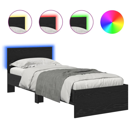 VidaXL vidaXL Bed Frame with Headboard Black Oak 75 x 190 cm Engineered Wood 1