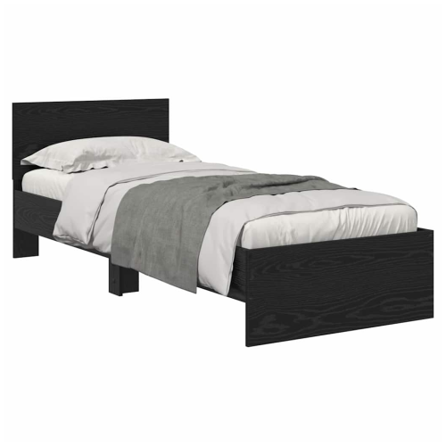 VidaXL vidaXL Bed Frame with Headboard Black Oak 75 x 190 cm Engineered Wood 2
