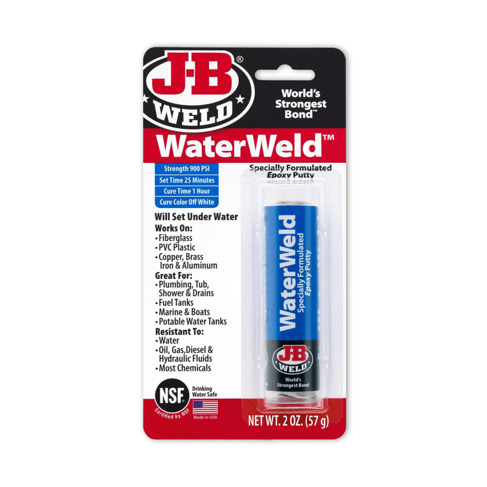 J-B Weld Waterweld Epoxy Repair Putty (24 Pack) - 57G Off White Sticks, 25-Minute Set Time, 4370 Psi Strength 5056660498522