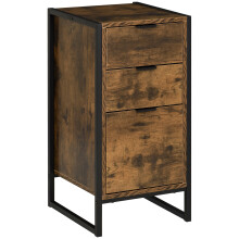 Industrial 3-Drawer Chest of Drawers with Metal Frame, Rustic Brown, Bedroom