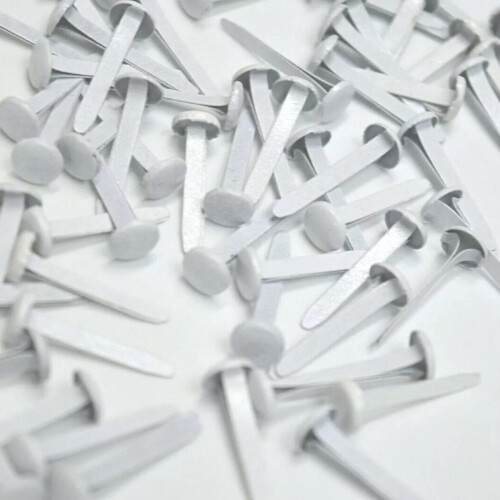 White Split Pins 50pcs - Ideal for Crafting, DIY Projects & Paper Crafts