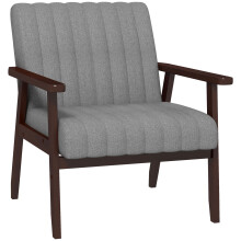Mid Century Accent Chair, with Wooden Legs - Grey