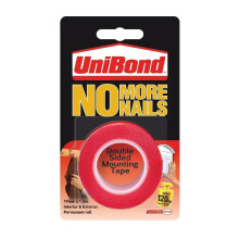 UniBond No More Nails Double-Sided Mounting Tape Roll (19mm x 1.5m, 5 Rolls) - Ultra-Strong 120kg Hold, Waterproof Indoor/Outdoor