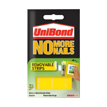 UniBond No More Nails Removable Pads 19mm x 40mm 4 Pack (40 Strips) - Double-Sided Mounting Strips