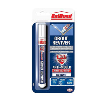 UniBond Grout Reviver Pen 7ml (4 Pack) - Ice White Anti-Mould Formula for Walls
