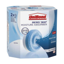 UniBond AERO 360 Moisture Absorber Refills 450g - 12 Pack (24 Refills), Dehumidifier Tabs, Damp & Odour Control