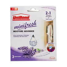 UniBond MiniFresh Lavender Moisture Absorber Sachets 2 Pack (4 Sachets) - Odour Neutraliser & Mould Protector