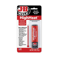 J-B Weld HighHeat Temperature Resistant Epoxy Putty (2 Pack) - 57g Grey, 1Hr Set, 205 C Heat Resistant, 800/600 PSI Strength
