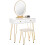 White LED Light Dressing Table Set, Round Mirror + 2 Drawers & Cushioned Stool for Bedroom 1