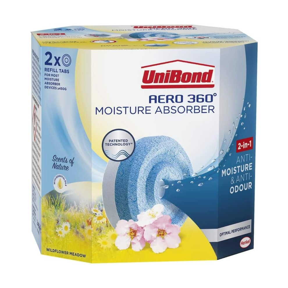 Unibond Aero 360 Wildflower Moisture Absorber Refills 450G - (1 Loose Refills), Dehumidifier Damp & Odour Control