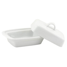 Apollo White Ceramic Butter Storage Dish with Cover Lid