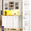 Kitchen Storage Cabinet with USB Power LED Snack Shelf Waste Bin White 1
