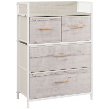 Rustic Chest of Four Fabric Drawers - Natural wood wash