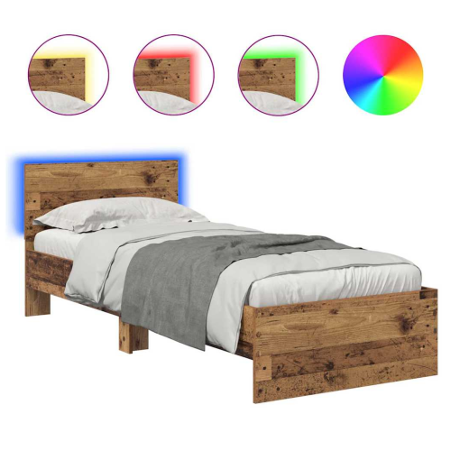 VidaXL vidaXL Bed Frame with Headboard Old Wood 75 x 190 cm Engineered Wood 1