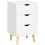 White Bedside Cabinet, 3 Drawers, Small Side Table with Wood Legs 1
