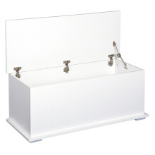 White 113L Storage Chest, 1004040cm Storage Trunk with Flip-Top Lid & 2 Safety Hinges