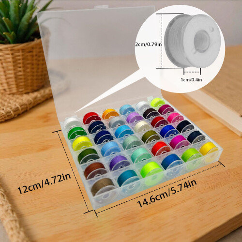 36 Pcs Bobbins for Sewing Machine, Sewing Machine Accessories, Sewing Machine Thread, Pre-Wound Bobbins, Bobbin Case for Brother/J 1